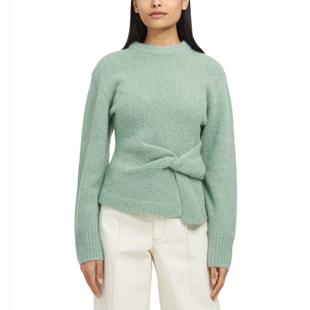 Tanya Taylor Ally Knit Twist Sweater In Jade Size Xs